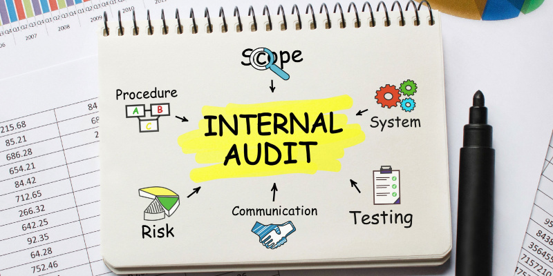A notebook with drawings about Internal Audit.